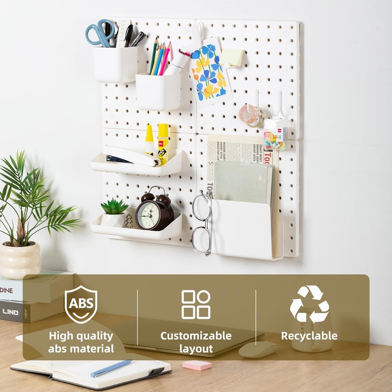 VUSIGN Peg Board Combination Kit, 22"x22" Pegboards and Accessories for Wall Organization with Two Installation Modes, Pegboard Wall Organizer for Office, Home, Desk,White Peg Board - Image 2