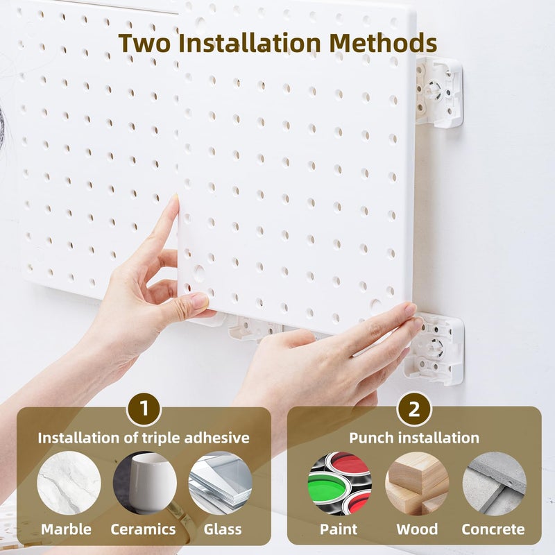 VUSIGN Peg Board Combination Kit, 22"x22" Pegboards and Accessories for Wall Organization with Two Installation Modes, Pegboard Wall Organizer for Office, Home, Desk,White Peg Board - Image 3