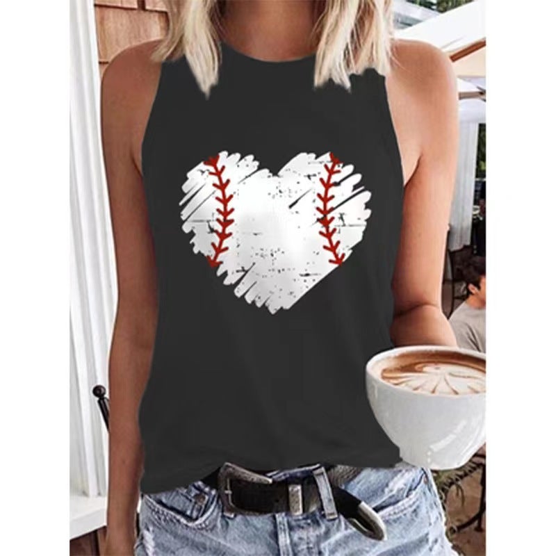 2022 Women'S Sleeveless Vest Baseballmom Baseball Printed T-Shirt - Image 1