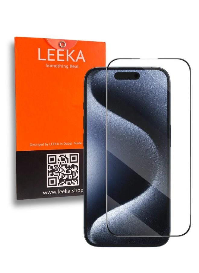 LEEKA iPhone 15 Pro Max Screen Protector with HD view Bubble Free, Anti-Drop and Anti-scratch full screen anti finger print protection with free Easy Installation kit and wipes tempered glass  - Image 1