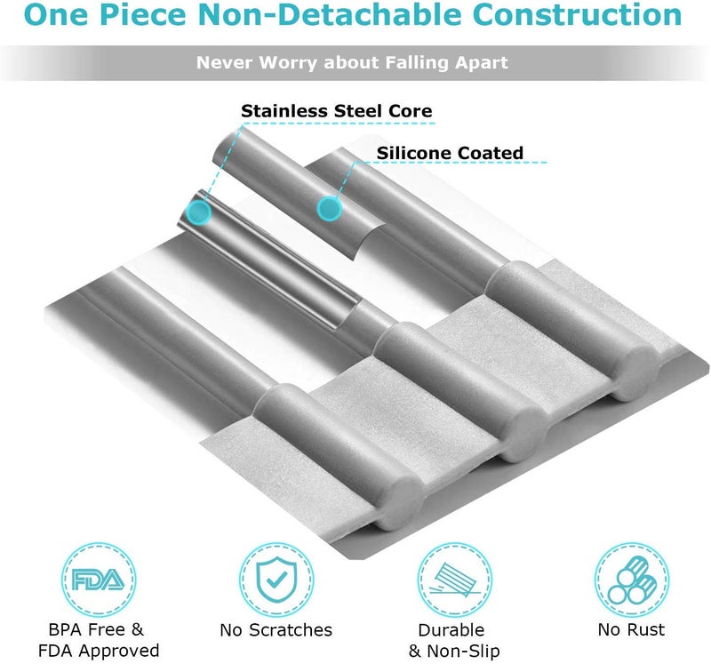 NILKANTH Over The Sink Multipurpose RollUp Dish Drying Rack Warm Gray LargeStainless SteelSilicone - Image 5