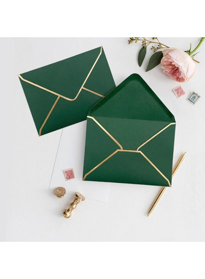 50 Pieces A7 Envelopes with Gold Border, 5.3 x 6.9 Inches Envelopes, Flap Envelopes, Fancy Envelopes, Luxury Envelopes, Mailing Envelopes, for Greeting Cards and Invitation, Green - Image 2