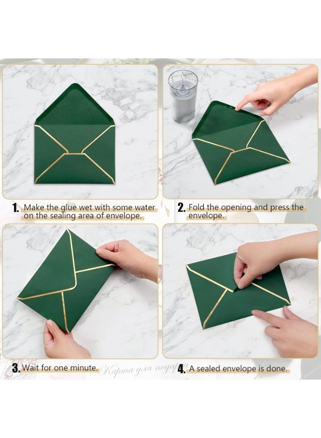 50 Pieces A7 Envelopes with Gold Border, 5.3 x 6.9 Inches Envelopes, Flap Envelopes, Fancy Envelopes, Luxury Envelopes, Mailing Envelopes, for Greeting Cards and Invitation, Green - Image 4