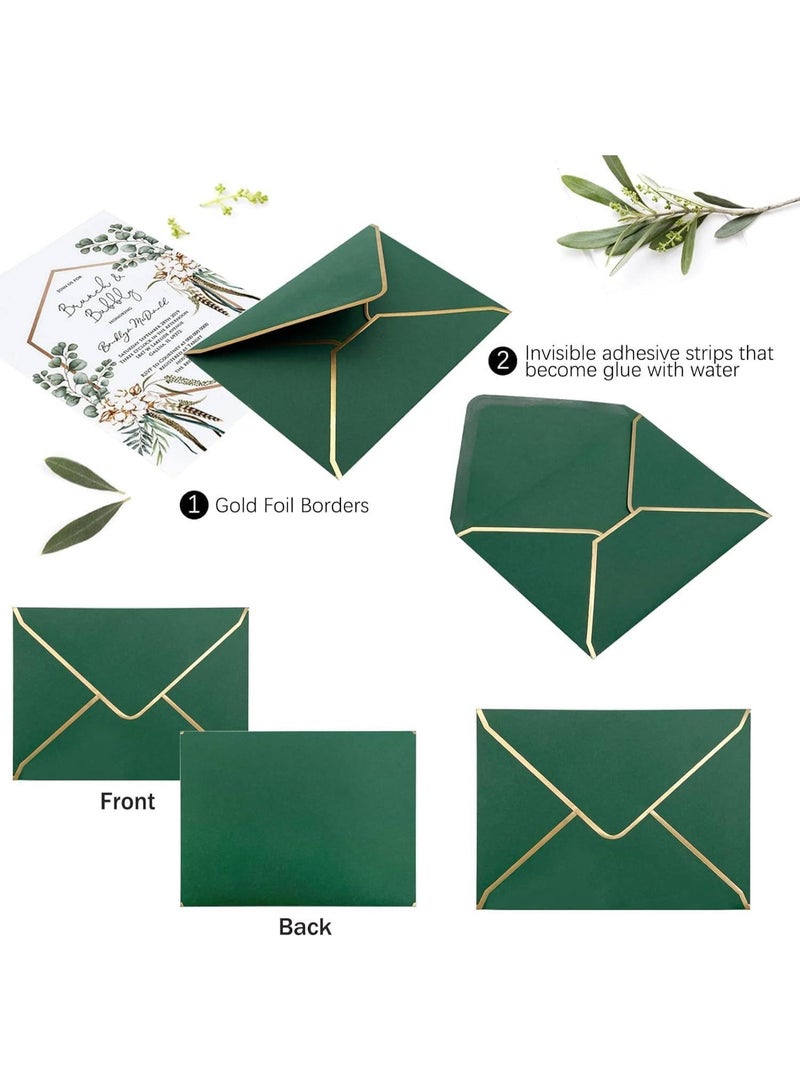 50 Pieces A7 Envelopes with Gold Border, 5.3 x 6.9 Inches Envelopes, Flap Envelopes, Fancy Envelopes, Luxury Envelopes, Mailing Envelopes, for Greeting Cards and Invitation, Green - Image 5
