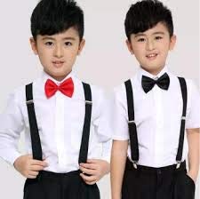 CLOTHERA Suspender and Bow Tie Set for 1 to 4 yrs Kids (Navy blue, Satin) - Image 3