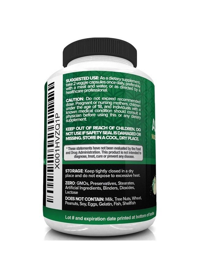 Nutrivein - Organic Ashwagandha Capsules 1600mg with Black Pepper Extract - 120 Vegan Pills - 100% Pure Root Powder Supplement - Supports Stress Relief, Immune, Energy, Stamina & Mood - Image 1