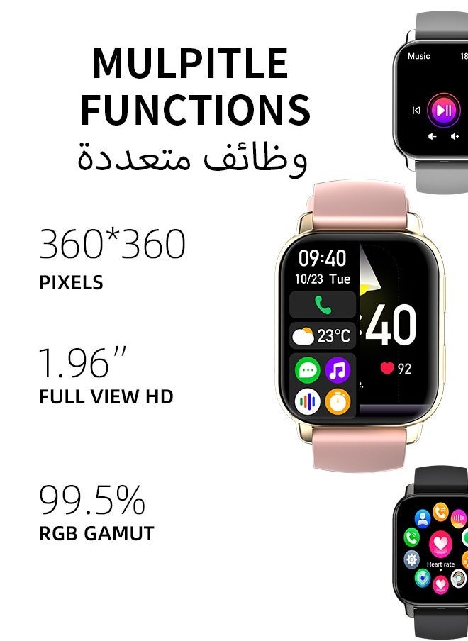 P66 Smart Watch,Business Smartwatch, Waterproof Fitness Watch, Bluetooth Calling,Smart watch for Men, Zinc Alloy Vacuum Plating, Heart Rate Monitoring,Smart watch for women Gold Dial + Pink Strap - Image 4