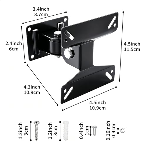 Ogetok TV Monitor Wall Mount Bracket with Swivel Articulating for Most 1424 Inch LED LCD Flat Screens TVs Max VESA 75x75mm to 100x100mm up to 35 lbs15kg Black Wall Mount TV Bracket - Image 3