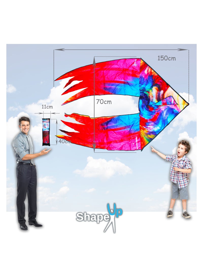 SHAPE UP Single line beach kite for kids & adults, kites for beginner with 1.6 meter strong kite string with winder handle, easy-to-fly lightweight sport & outdoor toys great for all ages - color mode  - Image 3