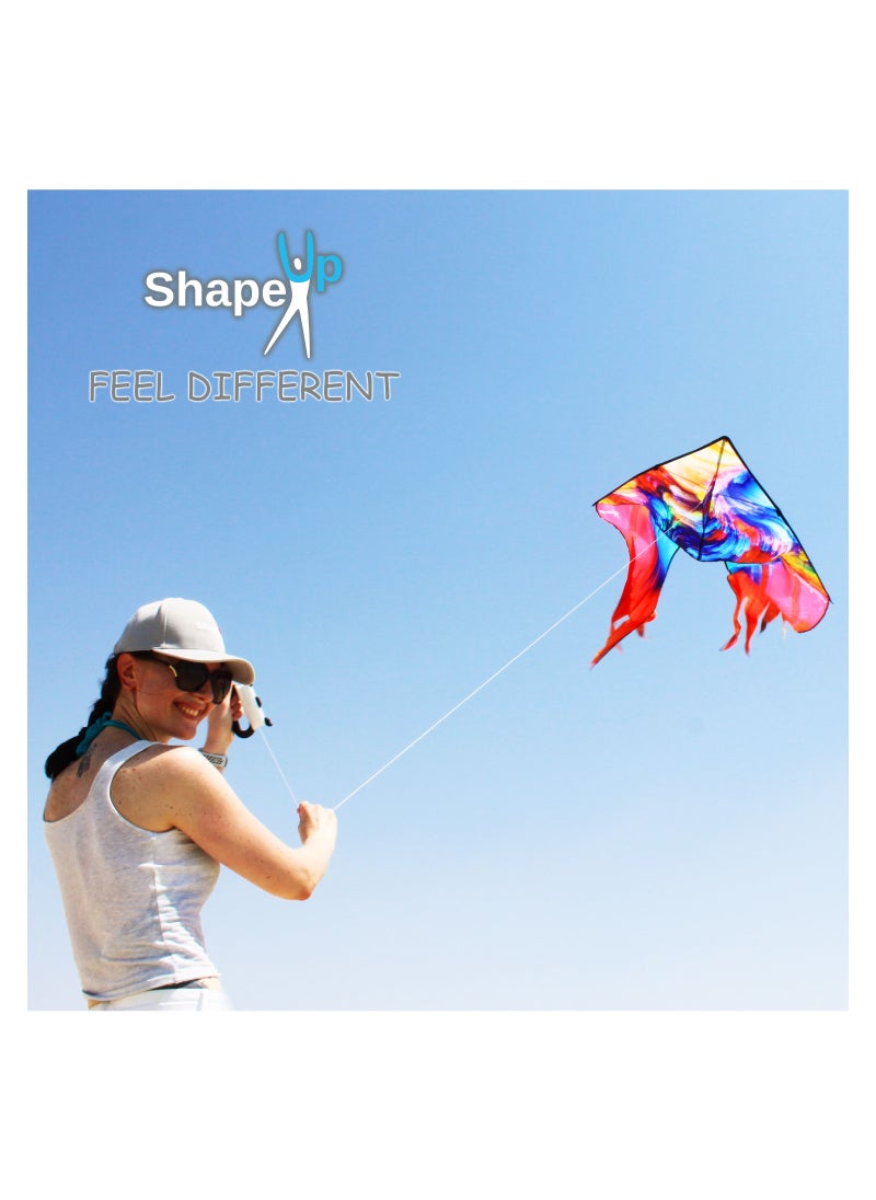 SHAPE UP Single line beach kite for kids & adults, kites for beginner with 1.6 meter strong kite string with winder handle, easy-to-fly lightweight sport & outdoor toys great for all ages - color mode  - Image 5