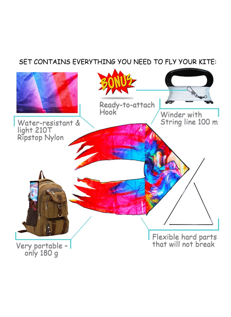 SHAPE UP Single line beach kite for kids & adults, kites for beginner with 1.6 meter strong kite string with winder handle, easy-to-fly lightweight sport & outdoor toys great for all ages - color mode  - Image 2