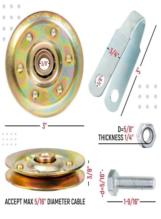 Granatan Heavy Duty Garage Door 3" Pulley Kits, 3/8" Arbor 200LB Load, Complete Hardware Included - Image 2