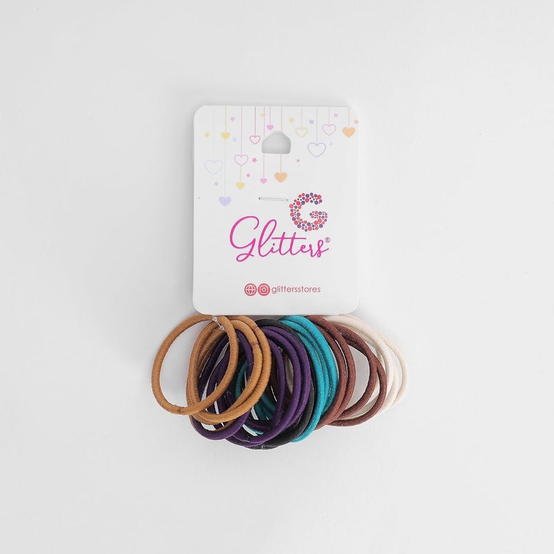GLITTERS Trendy Stylish Elastics Stretchy Basic Colour Ponytail Holder Hair Tie Set for Girls & Women - Image 3