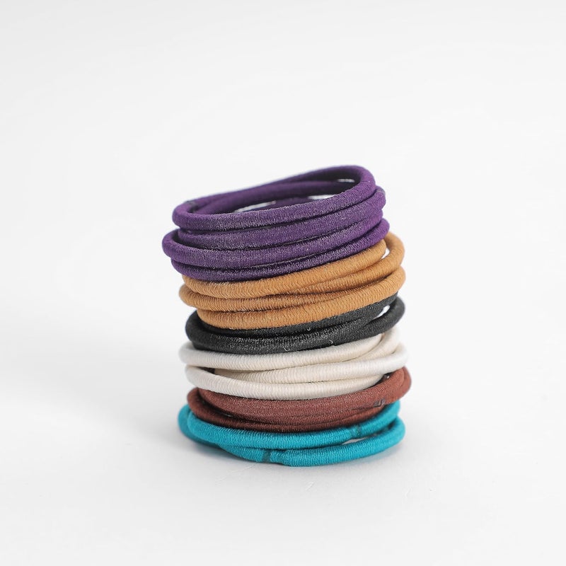 GLITTERS Trendy Stylish Elastics Stretchy Basic Colour Ponytail Holder Hair Tie Set for Girls & Women - Image 1