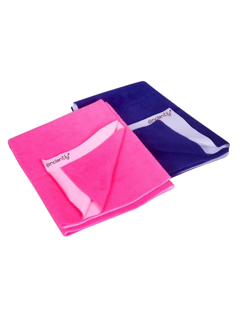 anciently Anciently Baby Bed Protector Quick Dry Sheet for Baby Waterproof Baby Dry Sheet Dark Blue Rose Colour Medium Size 70cm x 100cm Medium Combo Pack of 2  - Image 1