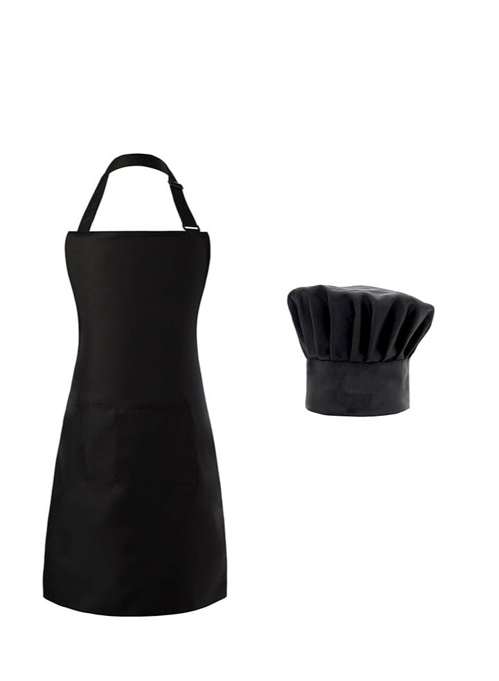 Chef apron hat set, unisex, adjustable bib, suitable for kitchen cooking - Image 1