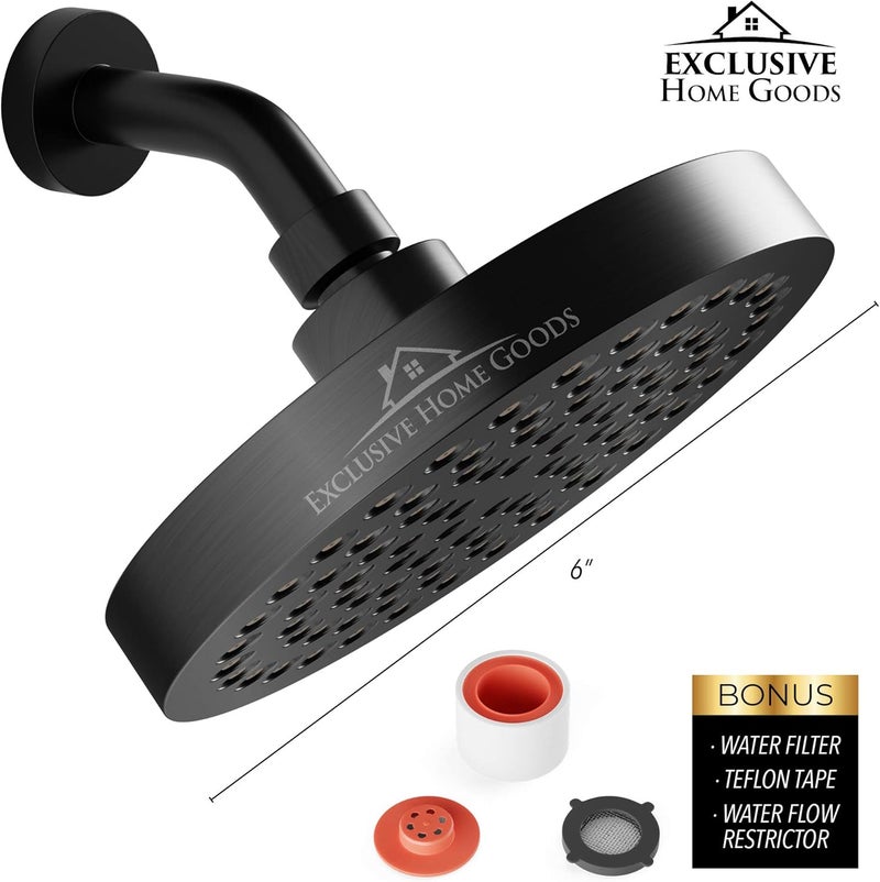 Heatsistence Luxury Rainfall Shower Head - High-Pressure showerhead Jets, rain shower head Ant-Clog Silicone Nozzles (1.8 GPM, Matte Black) - Image 2