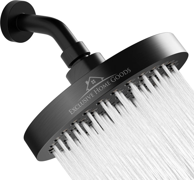 Heatsistence Luxury Rainfall Shower Head - High-Pressure showerhead Jets, rain shower head Ant-Clog Silicone Nozzles (1.8 GPM, Matte Black) - Image 1