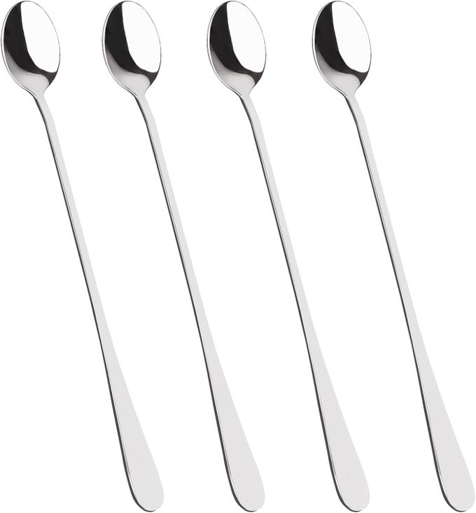4 PCS STAINLESS STEEL COCKTAIL STIRRING SPOONS 9 INCH COFFEE STIRRERS ICE TEA SPOON STAINLESS STEEL COCKTAIL STIRRING SPOONS