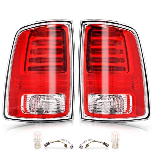 PIT66 LED Tail Lights, Compatible With 2013-2018 Dodge Ram 1500 2500 3500 Drive & Passenger Side Rear Lamp Brake Taillights Assembly-Included Bulb x2 & Harness x2,LED Updated - Image 1