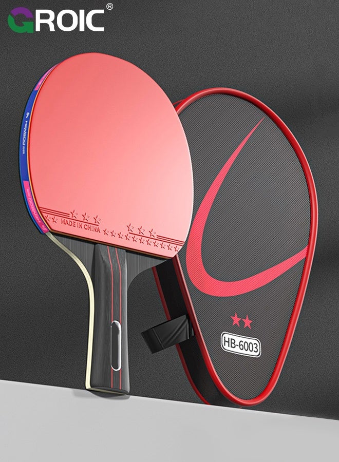 GROIC 1 PC Table Tennis Racket with Carry Case, Ping Pong Paddle with Dual-Sided Inverted Rubber, Ergonomic Handle for for Training & Recreation - Image 1