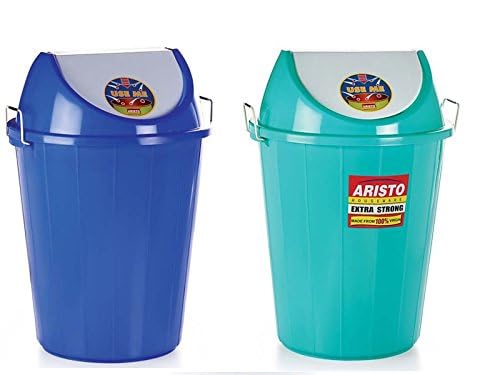 Aristo ARISTO Swing Lid Garbage Waste Dustbin with Metal Side Handle 25 LTR (Green & Blue) COMBO