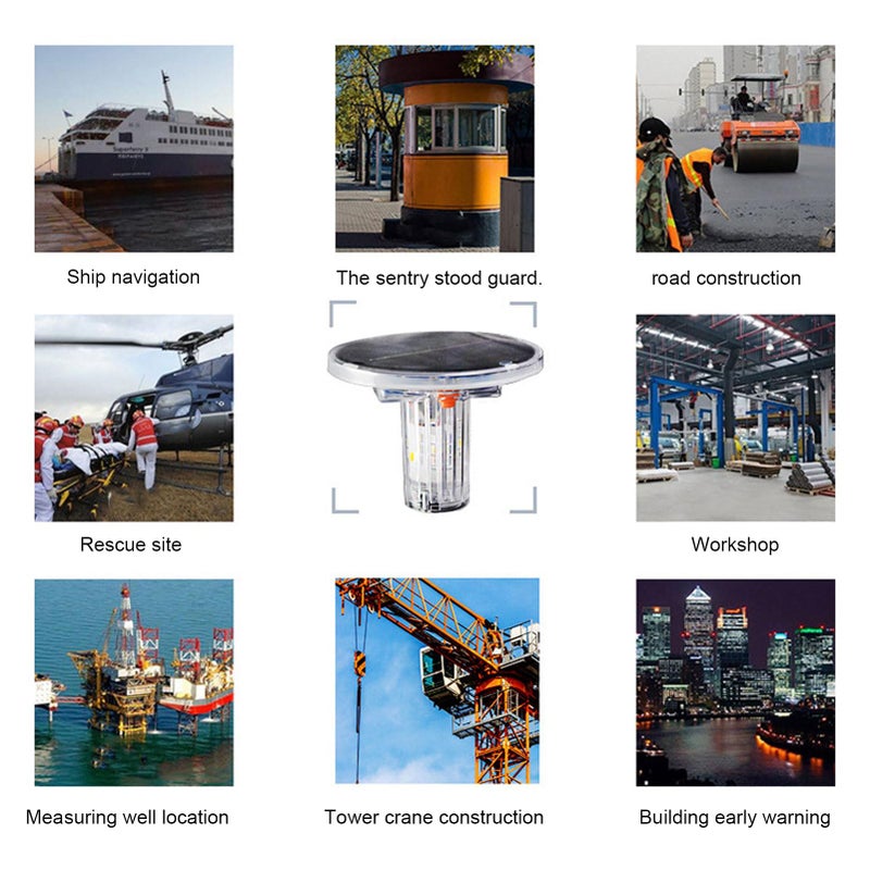 Solar Strobe Warning Light Red White Blue LED Flashing Safety Lamp For Construction Boat Navigation - Image 3