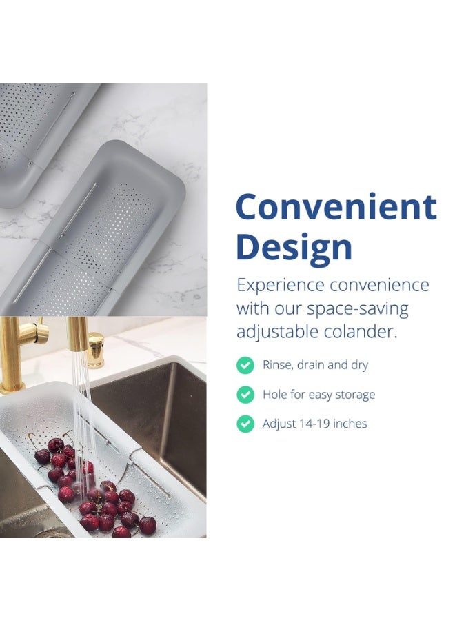 DIOTTI 2-Pack Extendable Over-Sink Collapsible Colander, Retractable & Stackable Sink Strainer Baskets for Vegetables, Fruits, Pasta, Dishwasher Safe - Image 3