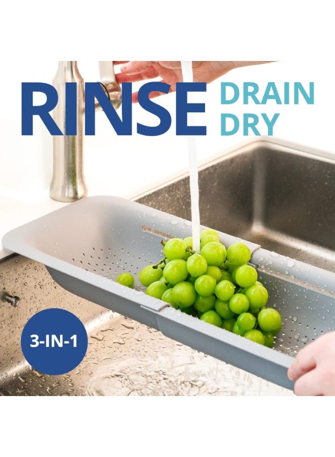 DIOTTI 2-Pack Extendable Over-Sink Collapsible Colander, Retractable & Stackable Sink Strainer Baskets for Vegetables, Fruits, Pasta, Dishwasher Safe - Image 4