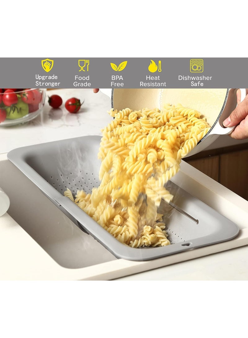DIOTTI 2-Pack Extendable Over-Sink Collapsible Colander, Retractable & Stackable Sink Strainer Baskets for Vegetables, Fruits, Pasta, Dishwasher Safe - Image 5