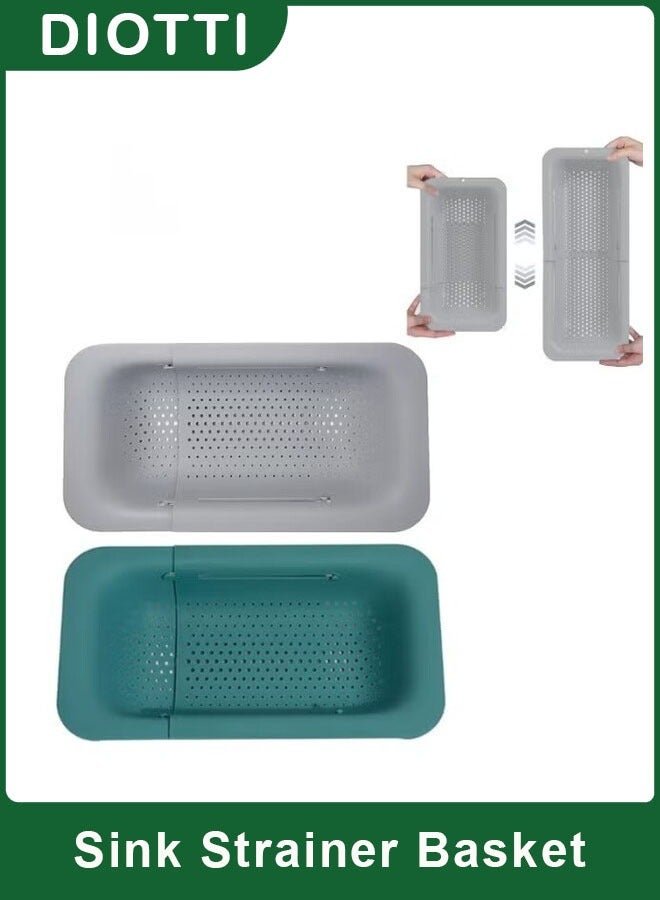 DIOTTI 2-Pack Extendable Over-Sink Collapsible Colander, Retractable & Stackable Sink Strainer Baskets for Vegetables, Fruits, Pasta, Dishwasher Safe - Image 1