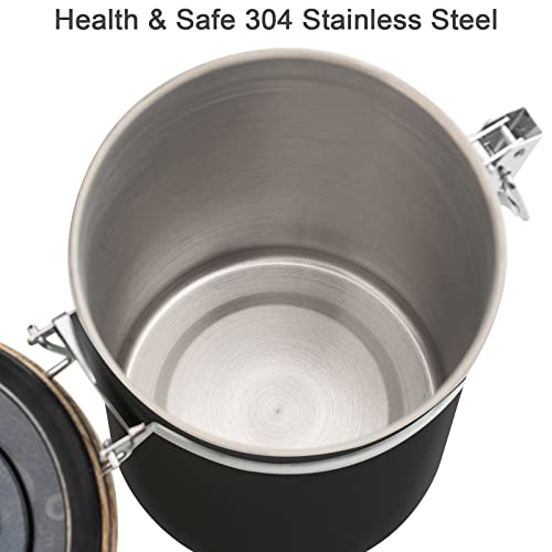 TEDSWAIT Coffee Canisters Airtight Coffee Bean Storage Container Kitchen Stainless Steel Food Storage Container with Scoop Date Tracker & CO2 Valve 61Fl Oz (Black) - Image 4
