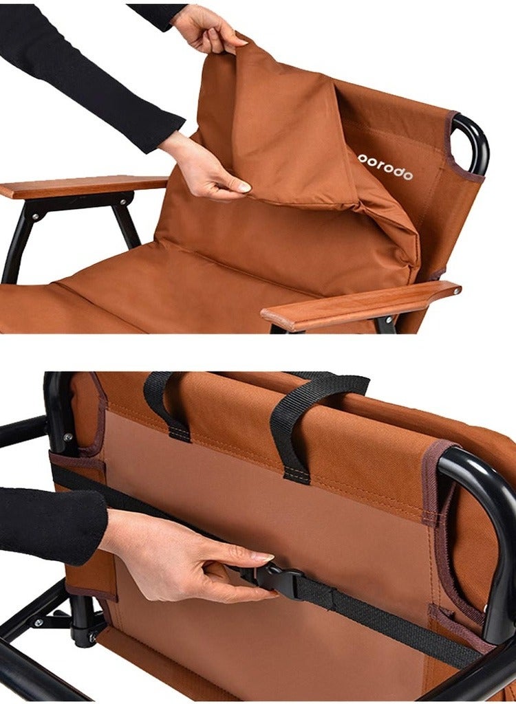 بورودو كرسي تخييم محمول، كرسي قابل للطي متعدد الاستخدامات مع مساند ذراعين من خشب الزان، مقعد قابل للطي للصيد، الشاطئ والسفر، إطار فولاذي متين، قماش أكسفورد، خفيف الوزن، سهل الحمل للأنشطة الخارجية، النزهات، والمشي. - Image 3