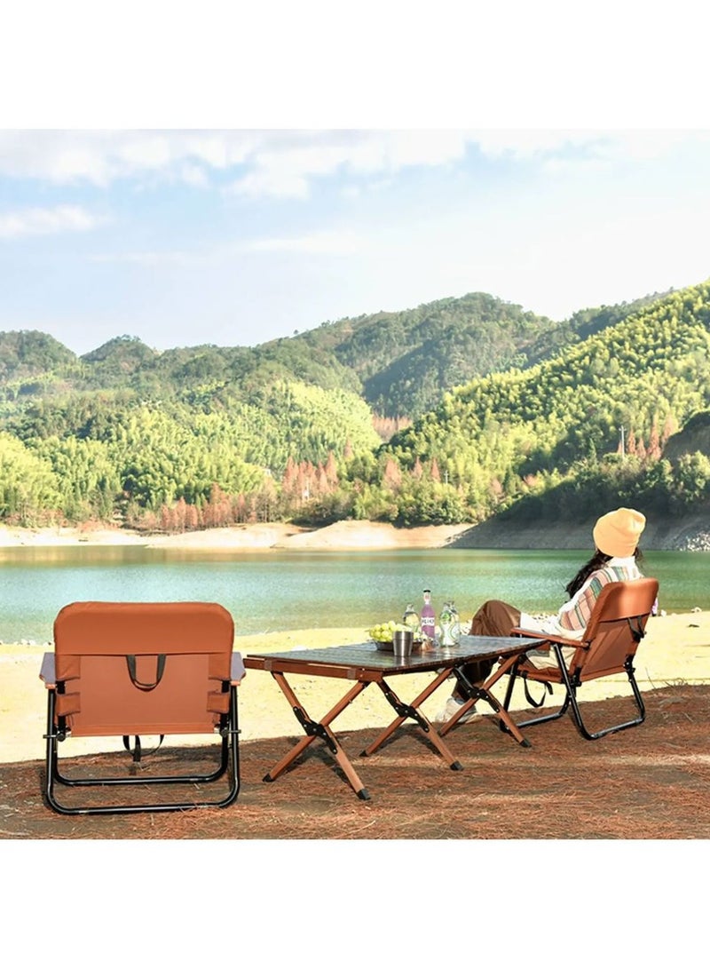 بورودو كرسي تخييم محمول، كرسي قابل للطي متعدد الاستخدامات مع مساند ذراعين من خشب الزان، مقعد قابل للطي للصيد، الشاطئ والسفر، إطار فولاذي متين، قماش أكسفورد، خفيف الوزن، سهل الحمل للأنشطة الخارجية، النزهات، والمشي. - Image 5