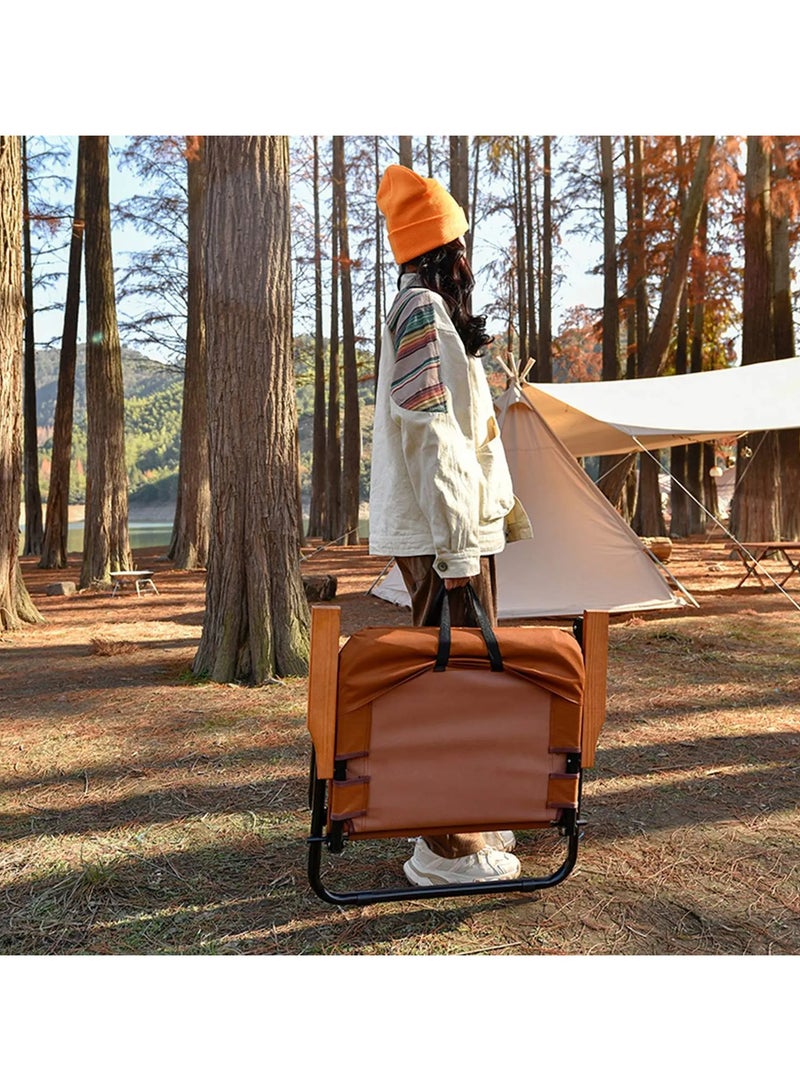 بورودو كرسي تخييم محمول، كرسي قابل للطي متعدد الاستخدامات مع مساند ذراعين من خشب الزان، مقعد قابل للطي للصيد، الشاطئ والسفر، إطار فولاذي متين، قماش أكسفورد، خفيف الوزن، سهل الحمل للأنشطة الخارجية، النزهات، والمشي. - Image 4