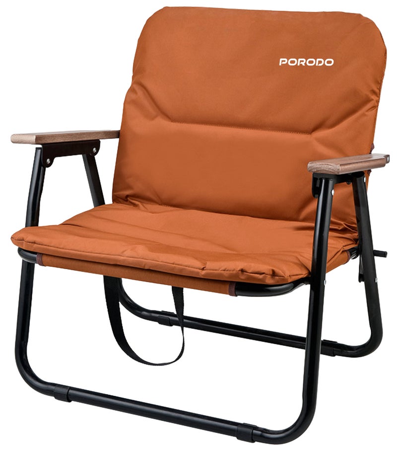 بورودو كرسي تخييم محمول، كرسي قابل للطي متعدد الاستخدامات مع مساند ذراعين من خشب الزان، مقعد قابل للطي للصيد، الشاطئ والسفر، إطار فولاذي متين، قماش أكسفورد، خفيف الوزن، سهل الحمل للأنشطة الخارجية، النزهات، والمشي. - Image 1