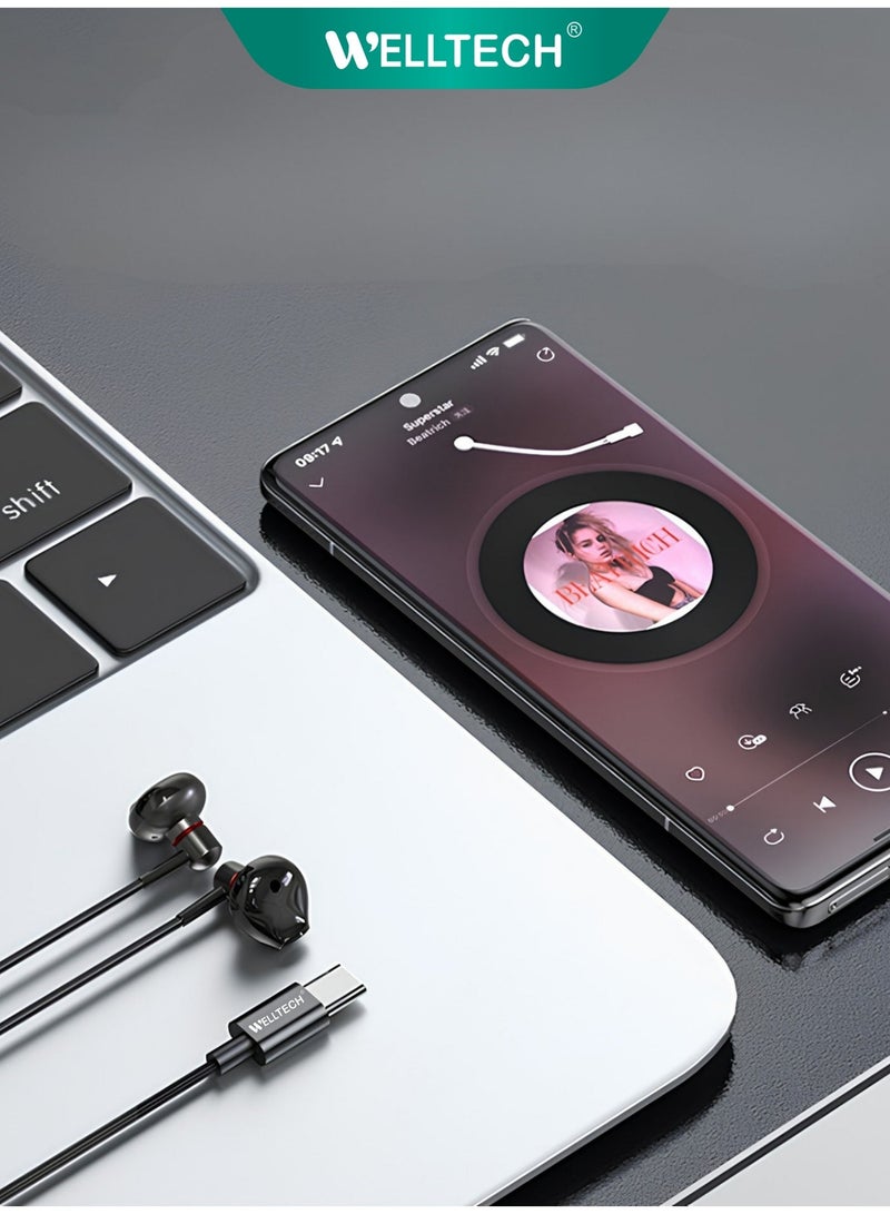 WELLTECH Lightning Earphones Wired Headphones for iPhone Stereo Sound Built-in Mic Handsfree Earbuds for iPhone 14 13 12 11 – Welltech HFD30 - Image 3