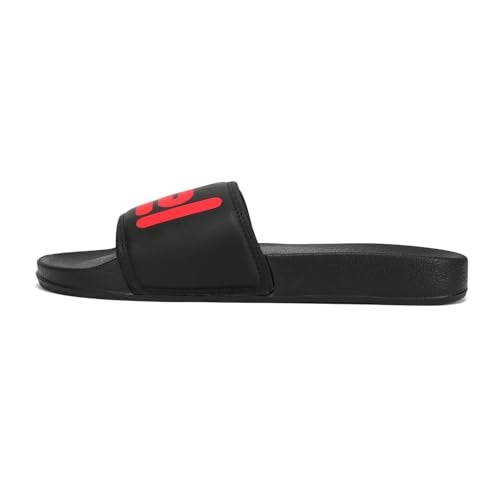 hummel CHUNK MEN SLIDERS Comfortable Cushioned Sole Arch Support Durable Lightweight Flexible Trendy Style Flip flops and Slippers Slides for Men Daily use Chappal - UK 9 Black/Red - Image 5