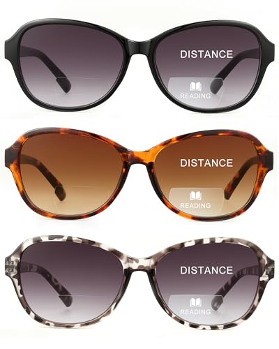 JOLISU 3 Pack Bifocal Reading Sunglasses for Women2 in 1 Sun Readers with Spring Hinge UV400 Protection 200 - Image 1