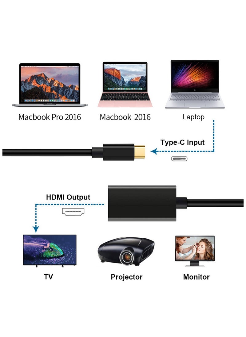 Generic Type C to HDMI HDTV Adapter Cable 0.2 Meter Supports Up to 4K 30Hz Type C to HDMI Converter Cable Type C Male to HDMI Female Adapter Cable  - Image 2