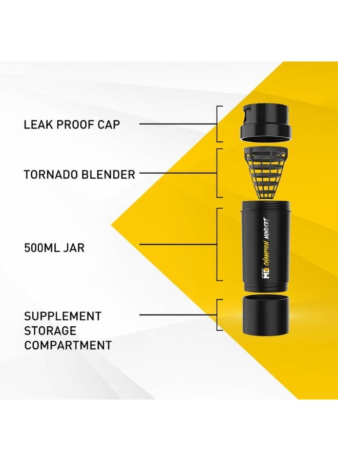 MUSCLEBLAZE MUSCLEBLAZE Tornado 500 ml Shaker  (Pack of 1, Black, Plastic) - Image 3