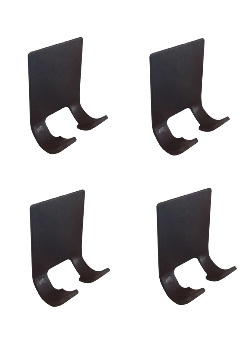 Adhesive Hooks, a set of adhesive hooks for walls, 4 pieces of wall adhesive hooks, easy-to-install and versatile wall holder, sticky clothes hanger, adhesive hook without drilling, wall-mounted key holder, wall-mounted adhesive hook, kitchen tool holder, bathroom tool holder, adhesive hook for the wall, shower loofah holder, holder for kitchen utensils like forks, spoons, knives, and spatulas, cooking spatula holder, wall-mounted socket holder, electrical plug holder, plug holder, electrical wire holder next to the socket - a set of 4 pieces - black color - Image 1