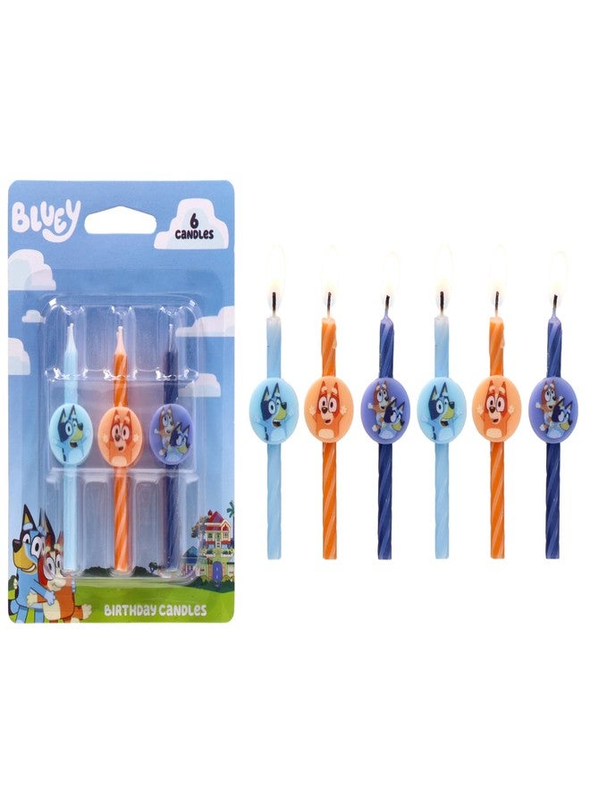 DecoPac 6 Bluey Birthday Cake Candles | Birthday Candles for Cake Decorations Featuring Bluey and Bingo, Blue & Orange, for Party - Image 1