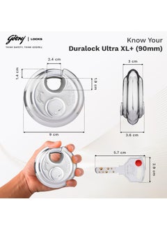 Godrej Locking Solutions and Systems Godrej Ultra XL DuraLock Padlock with 3 Common Keys 90 mm 2 PcsSilver  - Image 4