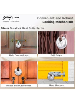 Godrej Locking Solutions and Systems Godrej Ultra XL DuraLock Padlock with 3 Common Keys 90 mm 2 PcsSilver  - Image 5