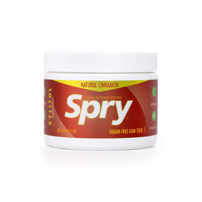 Spry سبراي فريش طبيعي إكسيليتول علكة نظام الدفاع عن الأسنان - خالية من الأسبارتام، خالية من السكر، غير معدلة وراثيًا، خالية من الجلوتين (قرفة، 100 قطعة - عبوة من 1) - Image 2