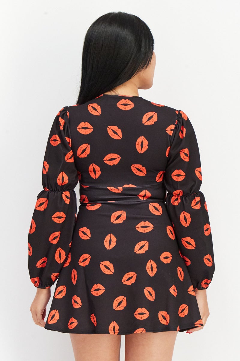 Asos Design Women Petite Peekaboo Flippy Mini Dress, Multicolor - Image 3