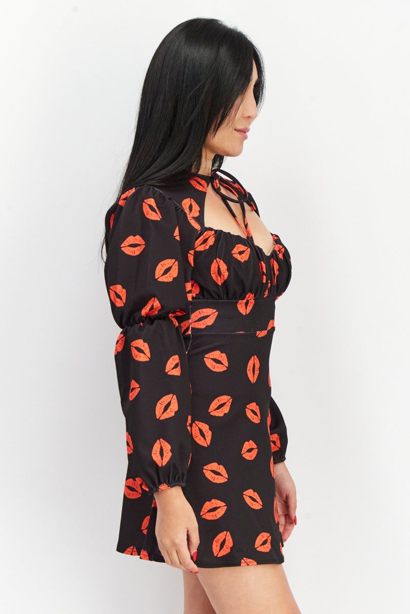 Asos Design Women Petite Peekaboo Flippy Mini Dress, Multicolor - Image 2