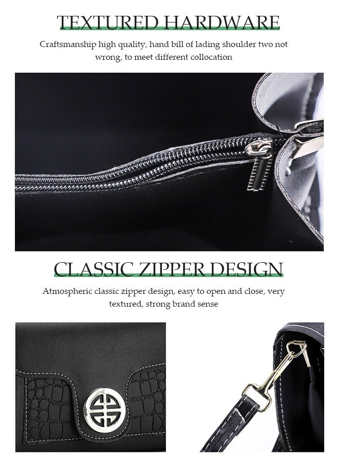 DUNISO Crossbody bag for women,magnetic button shoulder bag，PU leather handbag bag with three pockets inside，with adjustable shoulder strap,suitable for shopping, dating, travel and work，20*15*7cm，black - Image 4