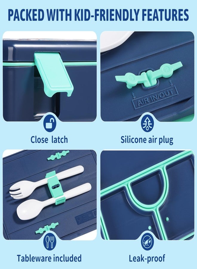 rockpapa 5 Compartment Bento Lunch Box for Kids, Leak Proof, Dishwasher Safe, BPA Free Materials, Snack Bento Box with Utensils, Ideal Portion Size for Boys Girls Ages 3+ (Blue Dinosaur) - Image 5